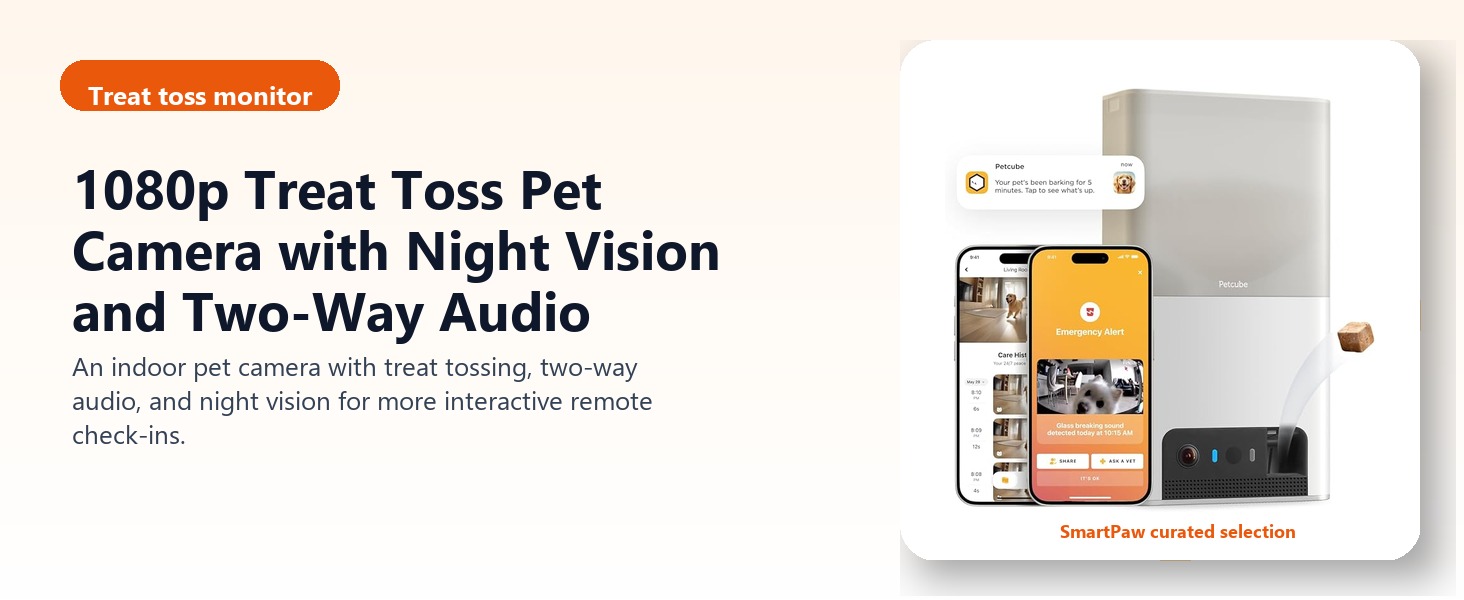 1080p Treat Toss Pet Camera with Night Vision and Two-Way Audio hero image