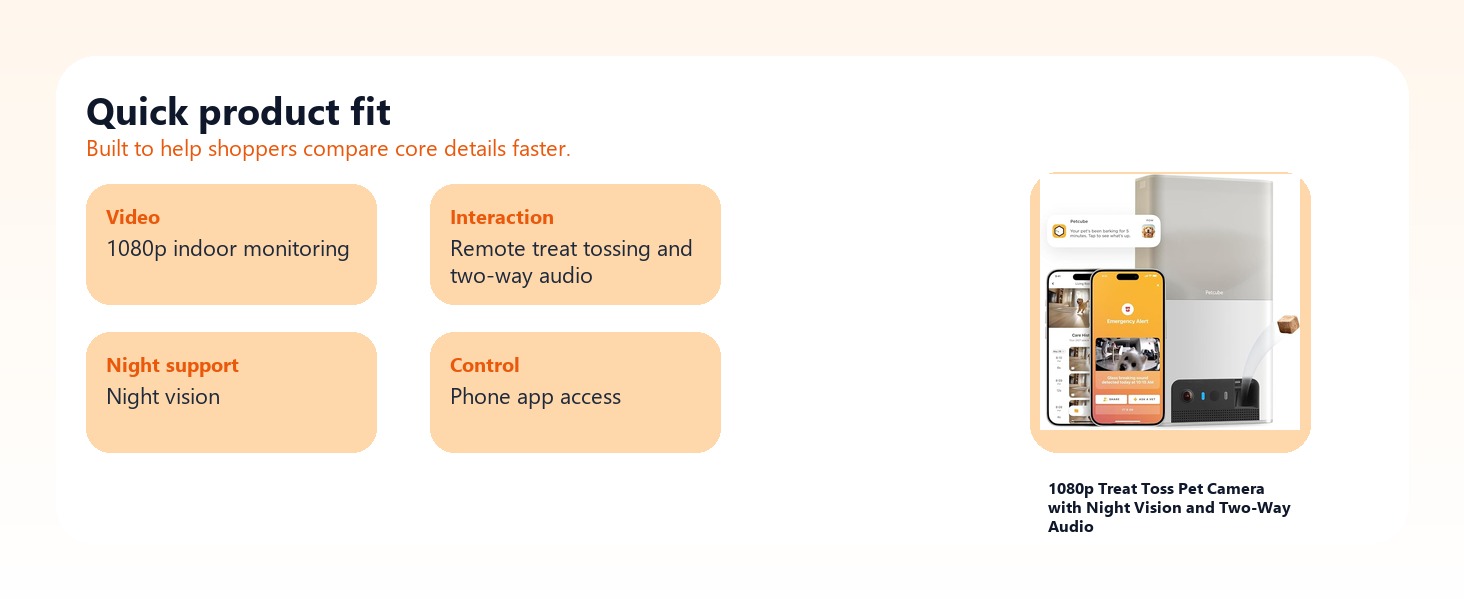 1080p Treat Toss Pet Camera with Night Vision and Two-Way Audio quick product fit