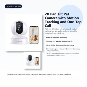 2K Pan Tilt Pet Camera with Motion Tracking and One-Tap Call hero image