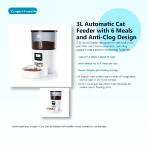 3L Automatic Cat Feeder with 6 Meals and Anti-Clog Design hero image
