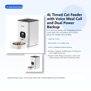 4L Timed Cat Feeder with Voice Meal Call and Dual Power Backup hero image