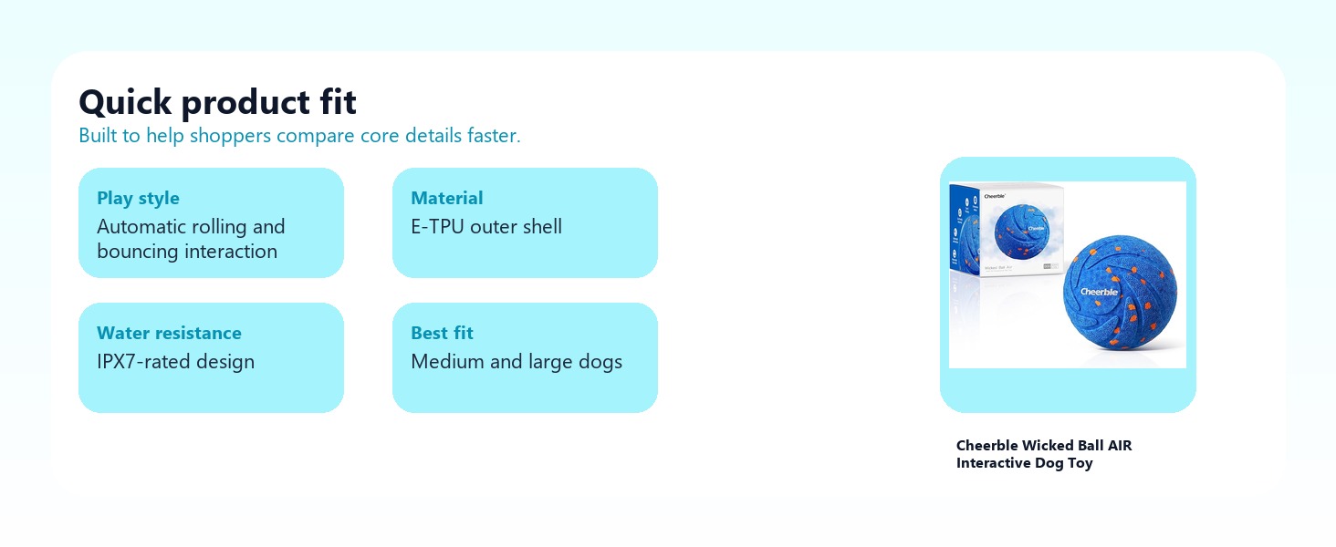 Cheerble Wicked Ball AIR Interactive Dog Toy quick product fit