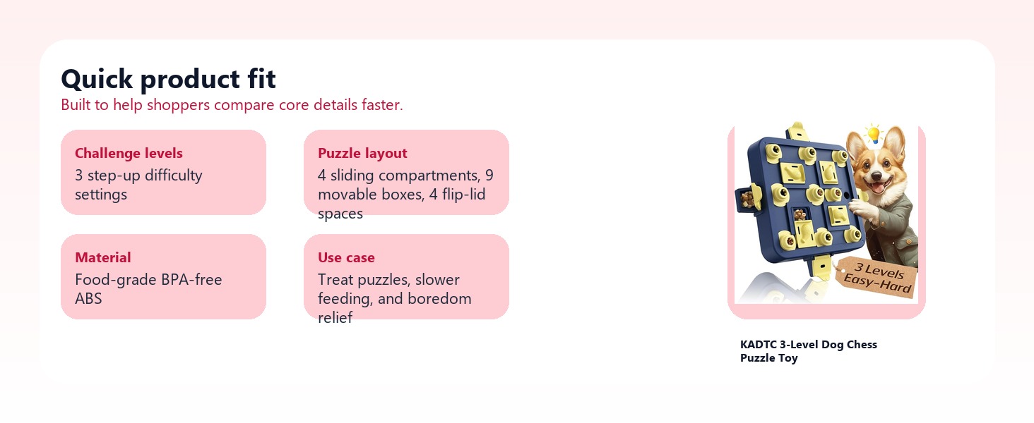 KADTC 3-Level Dog Chess Puzzle Toy quick product fit