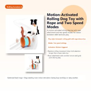 Motion-Activated Rolling Dog Toy with Rope and Two Speed Modes hero image