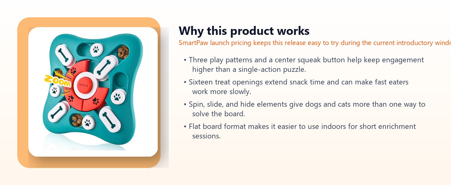 PETSTA Treat Dispensing Puzzle Toy for Dogs and Cats highlights