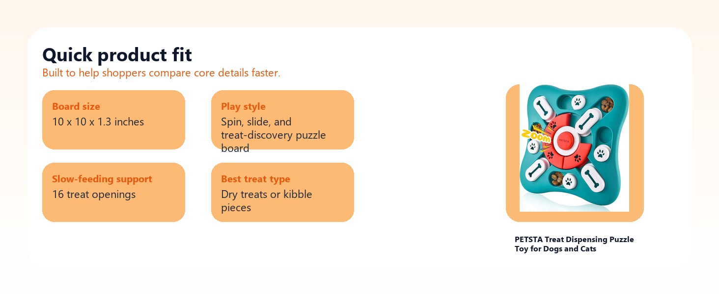 PETSTA Treat Dispensing Puzzle Toy for Dogs and Cats quick product fit
