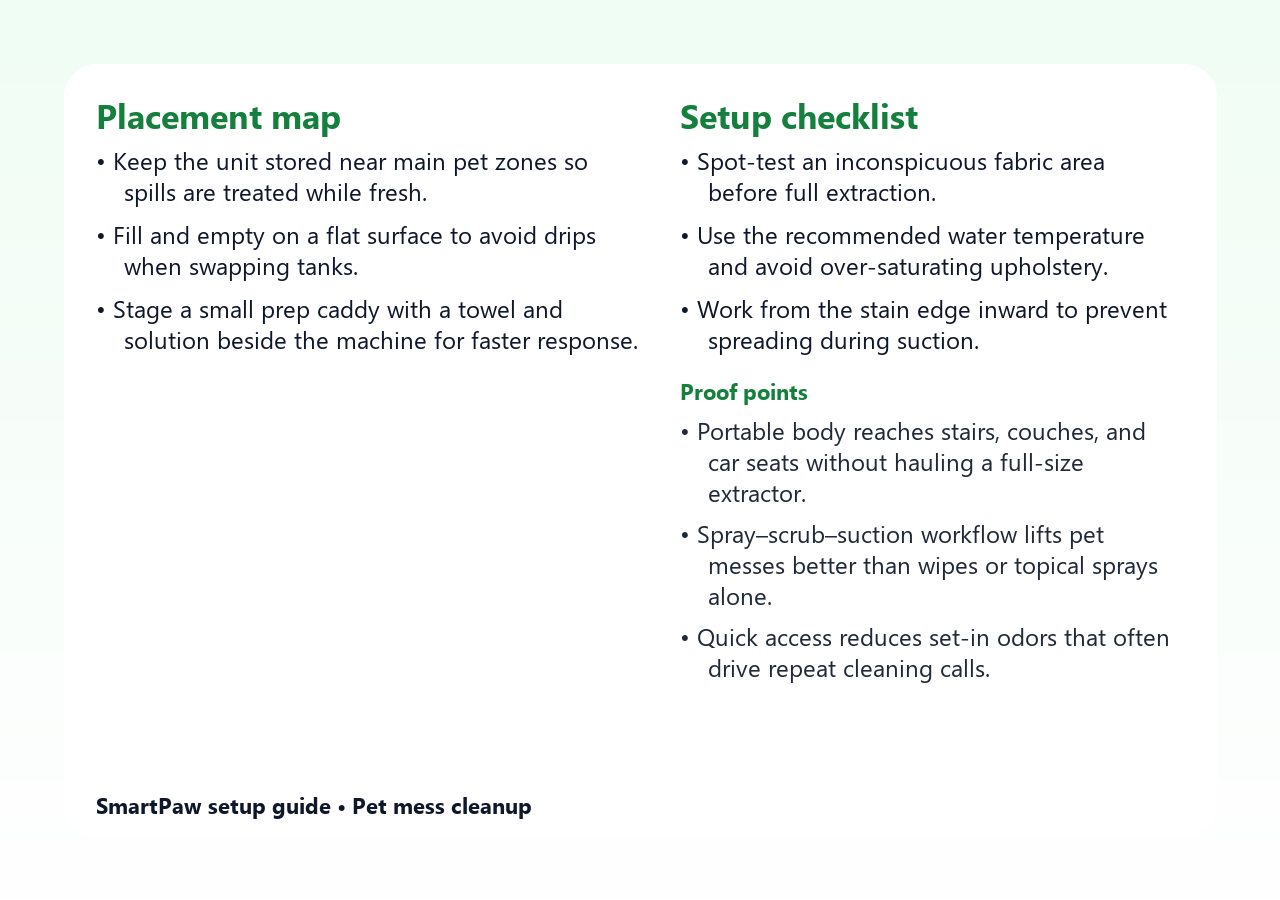 Portable Pet Stain Cleaner for Carpet, Upholstery and Car Seats placement guide
