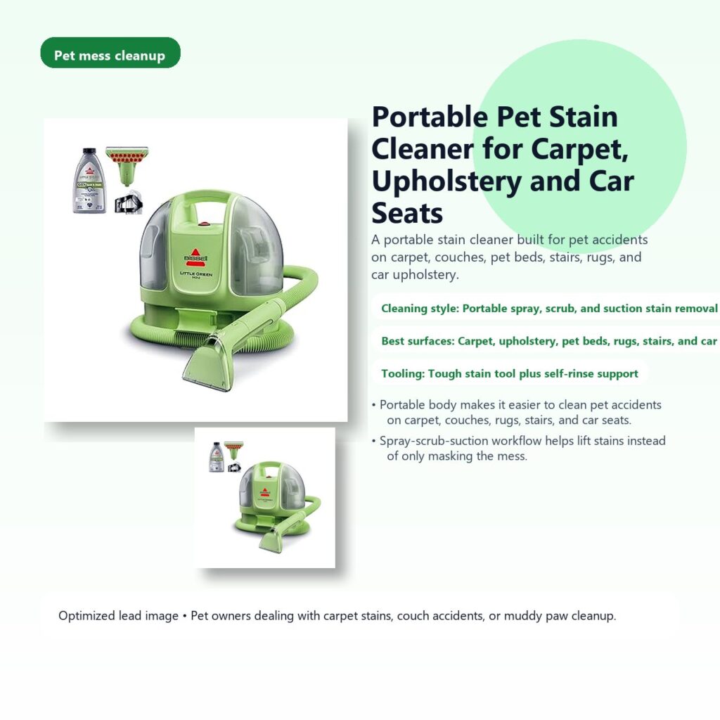 Portable Pet Stain Cleaner for Carpet, Upholstery and Car Seats