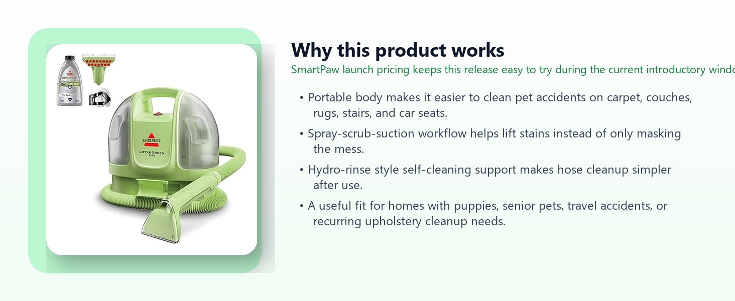 Portable Pet Stain Cleaner for Carpet, Upholstery and Car Seats highlights