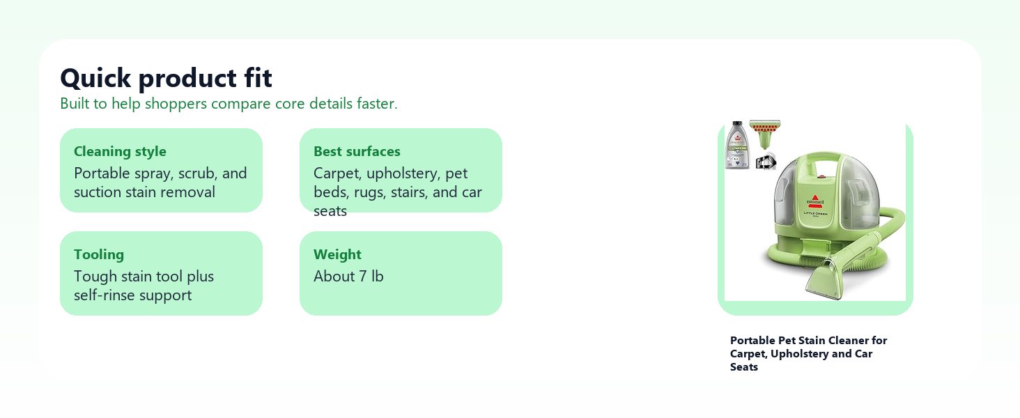 Portable Pet Stain Cleaner for Carpet, Upholstery and Car Seats quick product fit