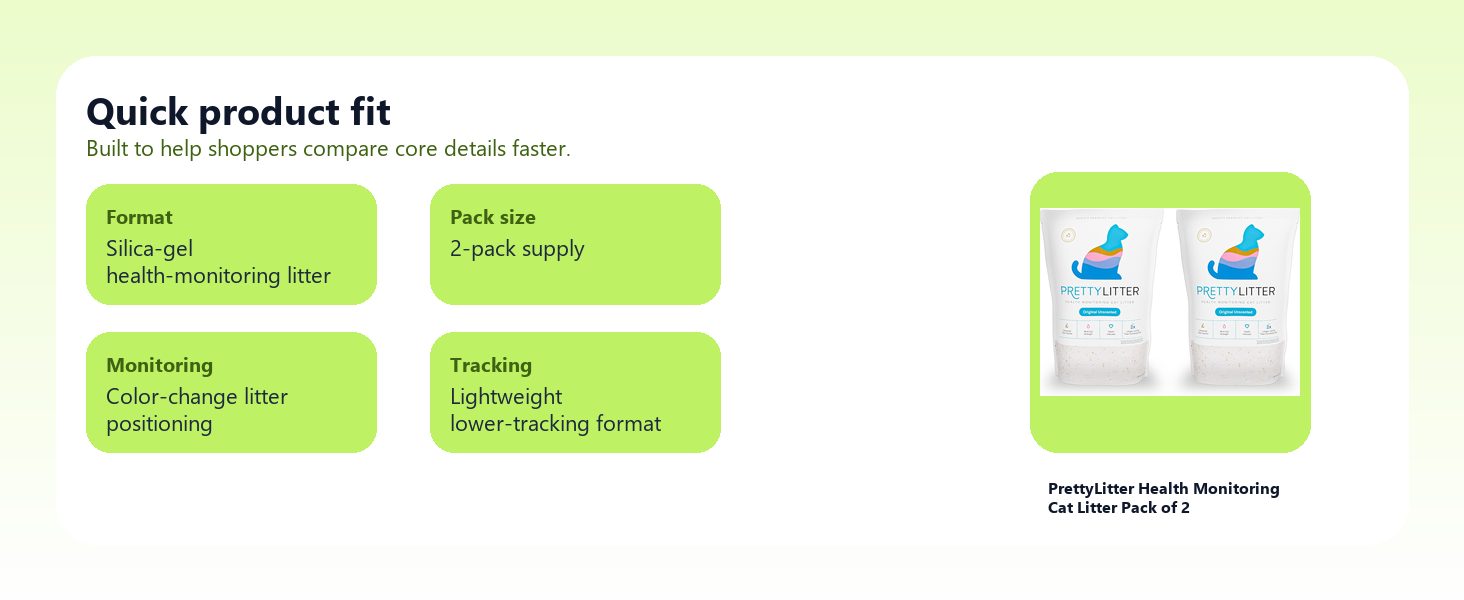 PrettyLitter Health Monitoring Cat Litter Pack of 2 quick product fit