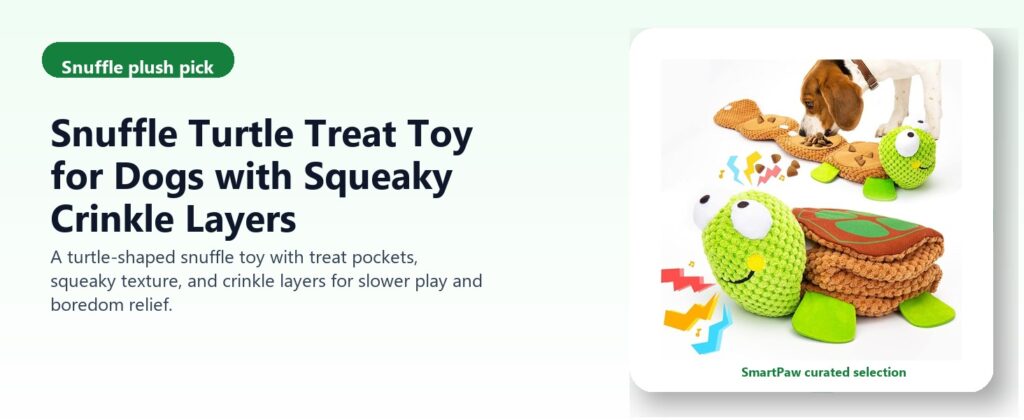 Snuffle Turtle Treat Toy for Dogs with Squeaky Crinkle Layers