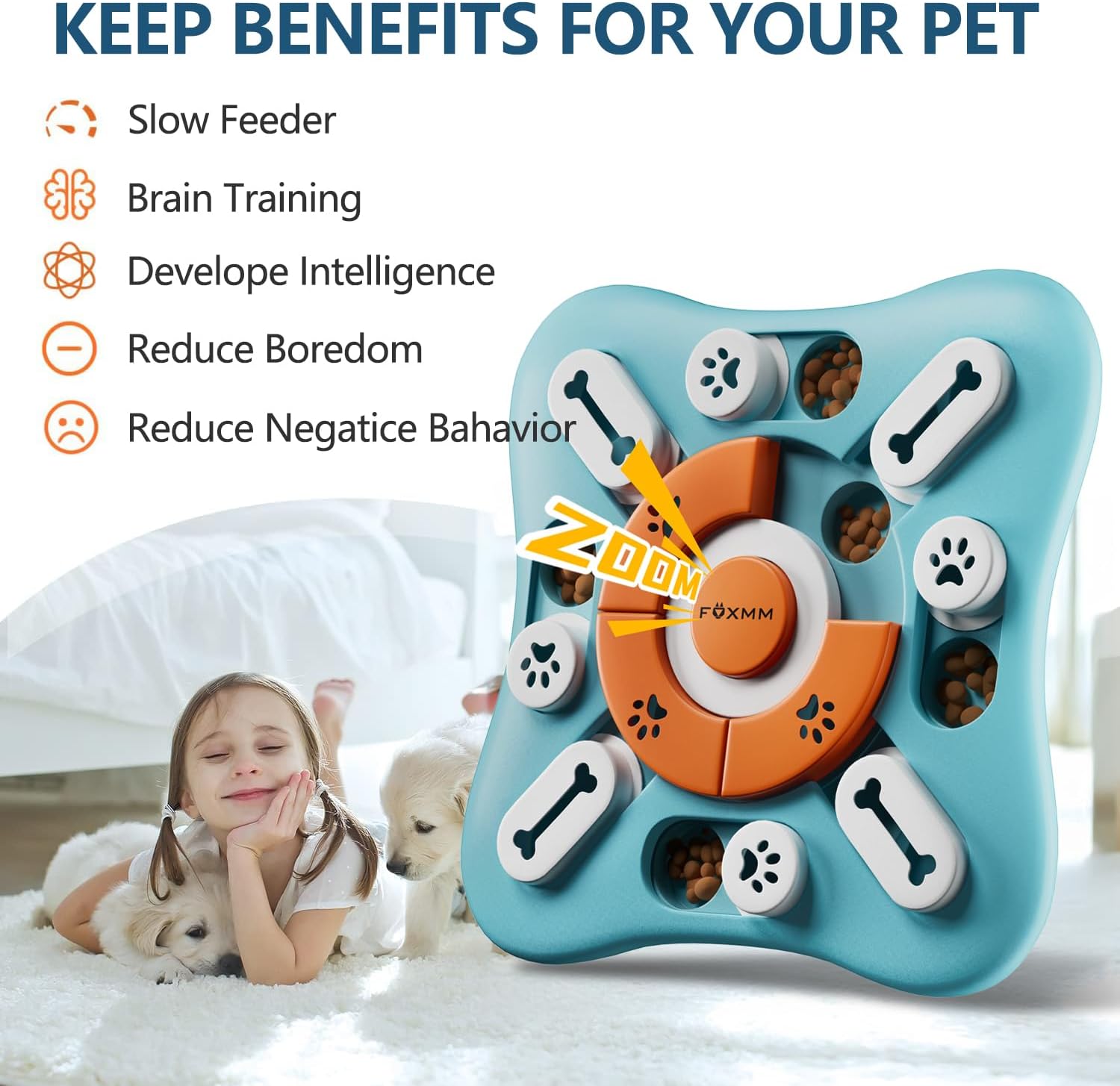 FOXMM Dog Puzzle Feeder | Interactive IQ Training Toy - Image 3