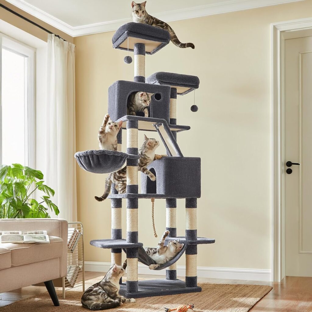 FEANDREA Multi-Level Cat Tree Tower 56-Inch